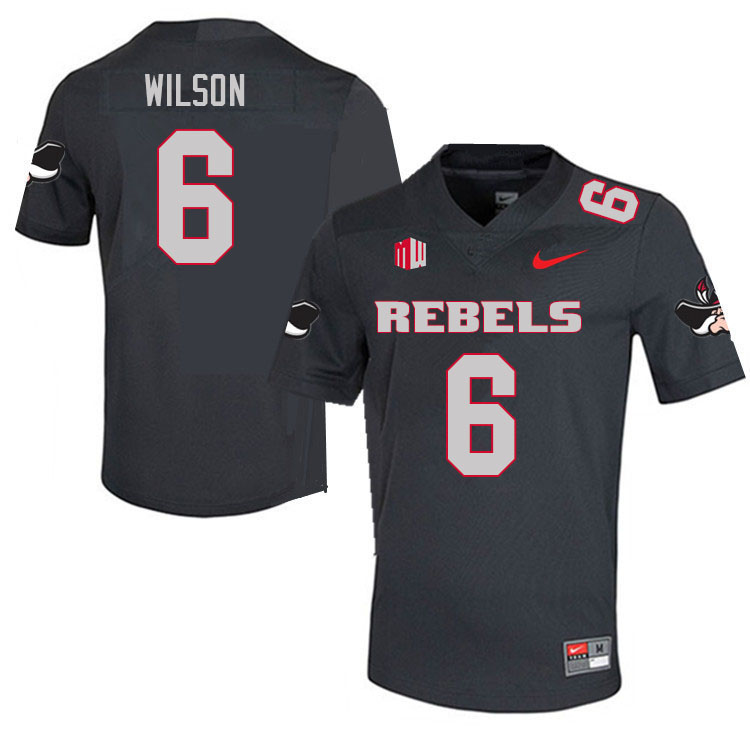 Men #6 Jayvaun Wilson UNLV Rebels College Football Jerseys Sale-Charcoal